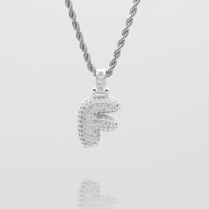 Icy Bubble letter initial necklace in silver or gold from Prya