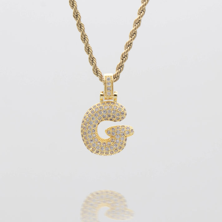 Icy Bubble letter initial necklace in silver or gold from Prya