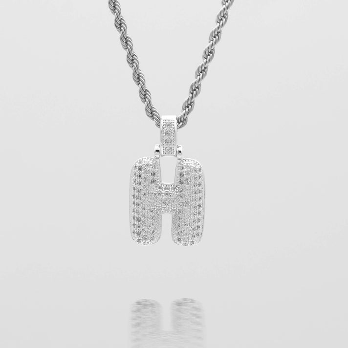 Icy Bubble letter initial necklace in silver or gold from Prya