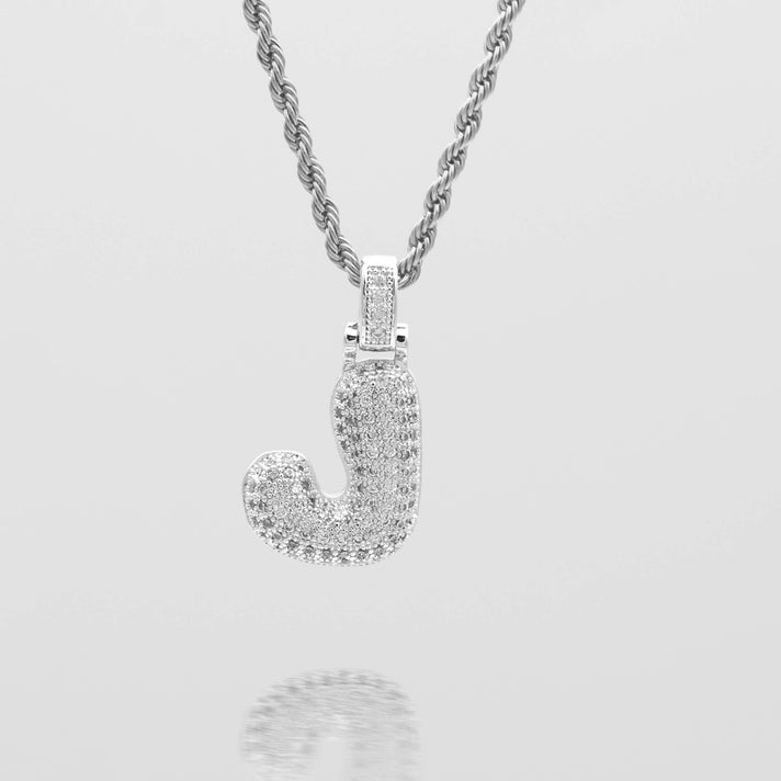 Icy Bubble letter initial necklace in silver or gold from Prya