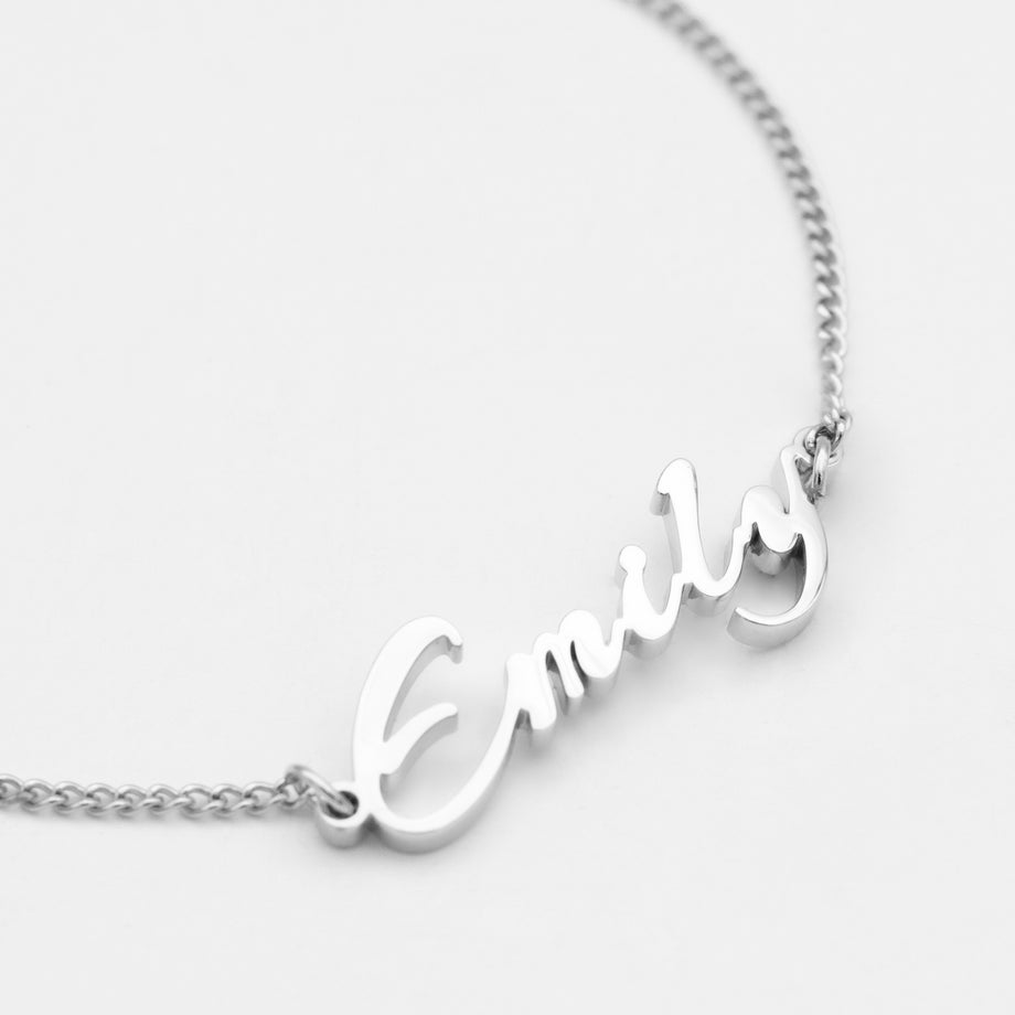 vienna custom name bracelet in silver plated stainless steel from prya