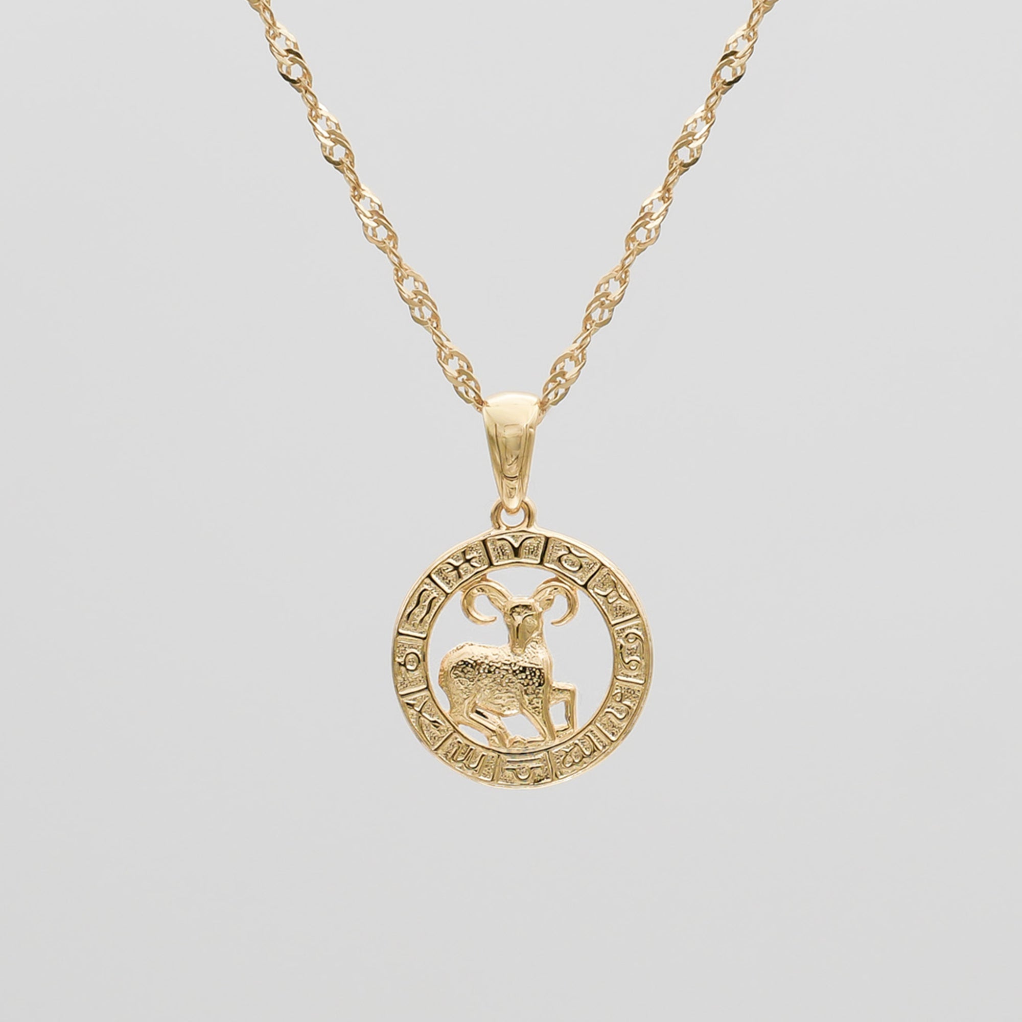 Gold Aries Zodiac Pendant Necklace by PRYA