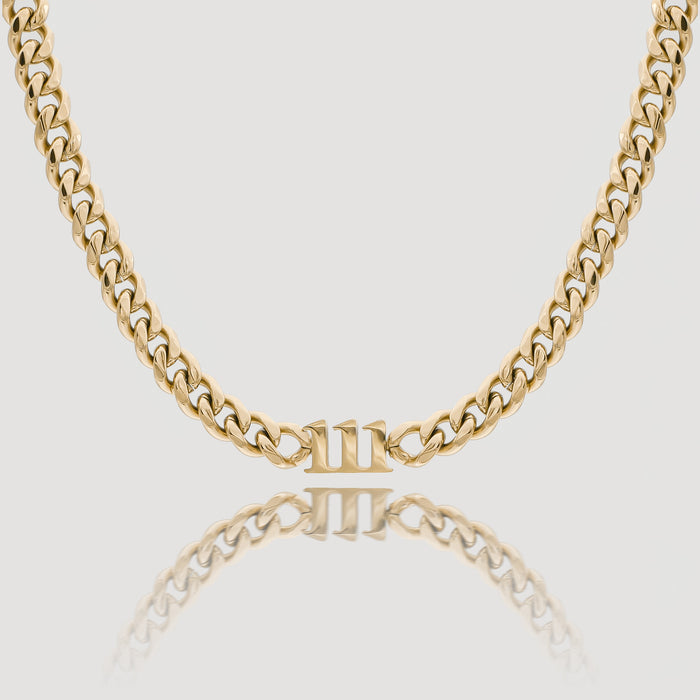 18K Gold Plated Angel Number Choker Necklace, 111 by PRYA