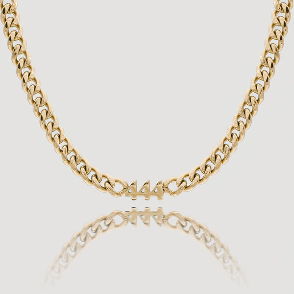 18k Gold Plated Angel Number Choker Necklace, 444 by PRYA