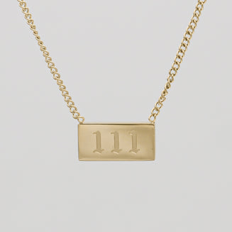 Gold Angel Number Tablet Pendant Necklace, Number 111 by PRYA