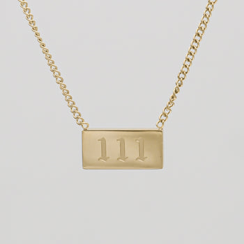 Gold Angel Number Tablet Pendant Necklace, Number 111 by PRYA