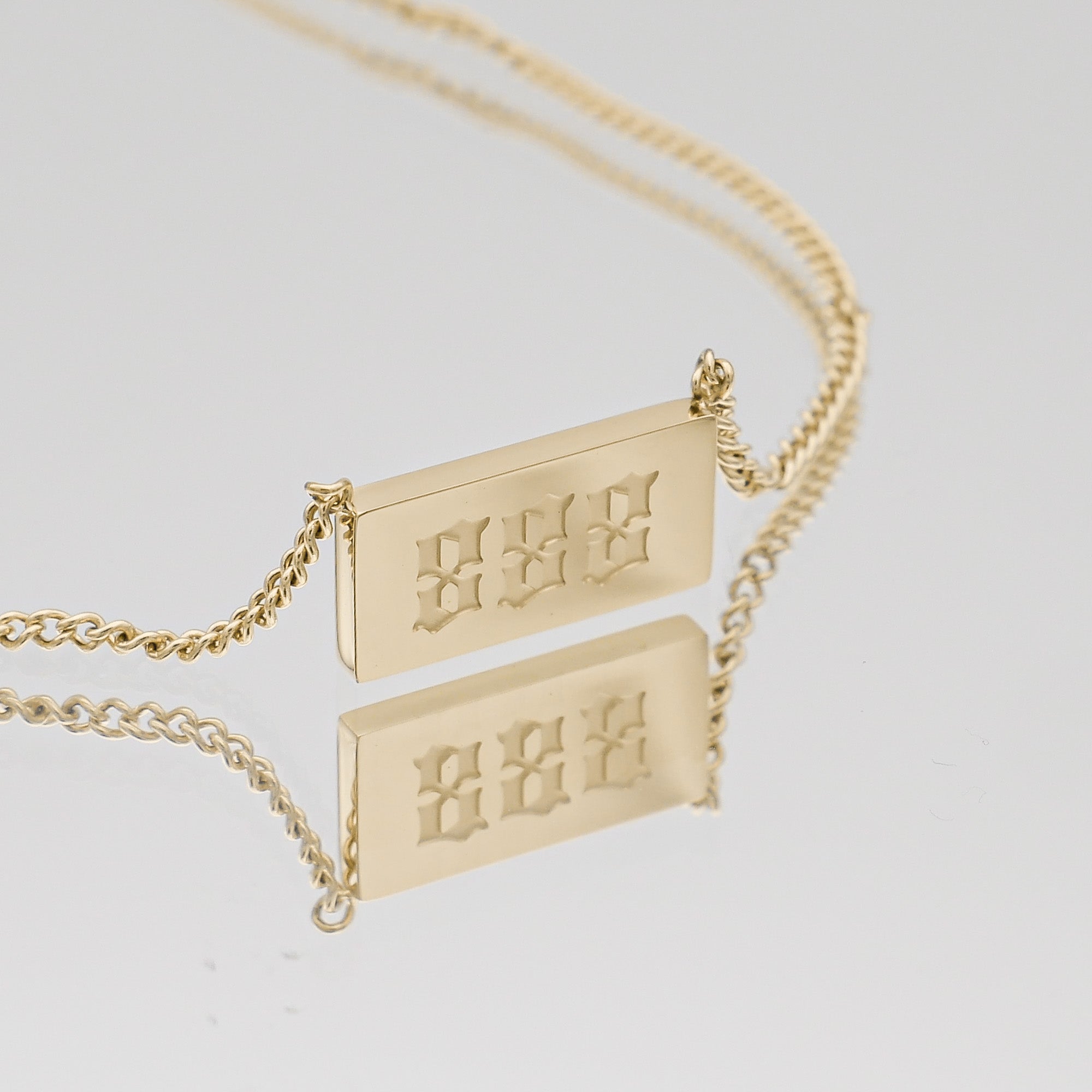 Gold Custom Angel Number Tablet Pendant Necklace, Number 888 by PRYA