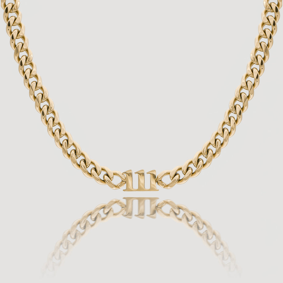 18k Gold Plated Angel Number Choker Necklace, 111 by PRYA