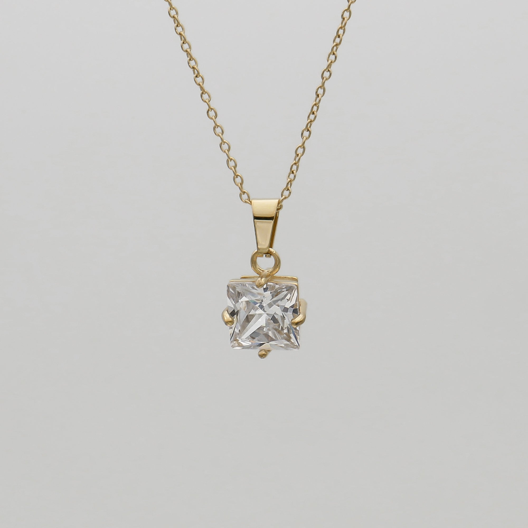 Asha Gemstone Necklace with clear cz gem
