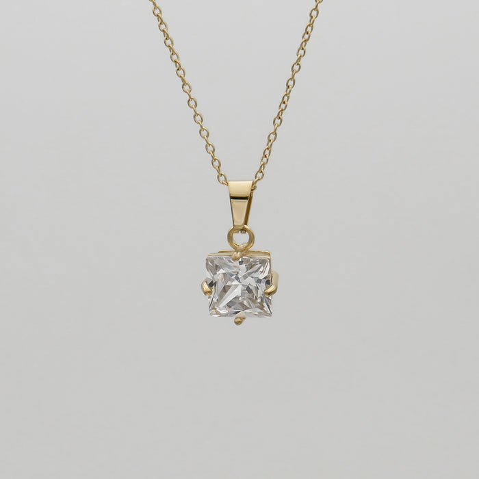 Asha Gemstone Necklace with clear cz gem