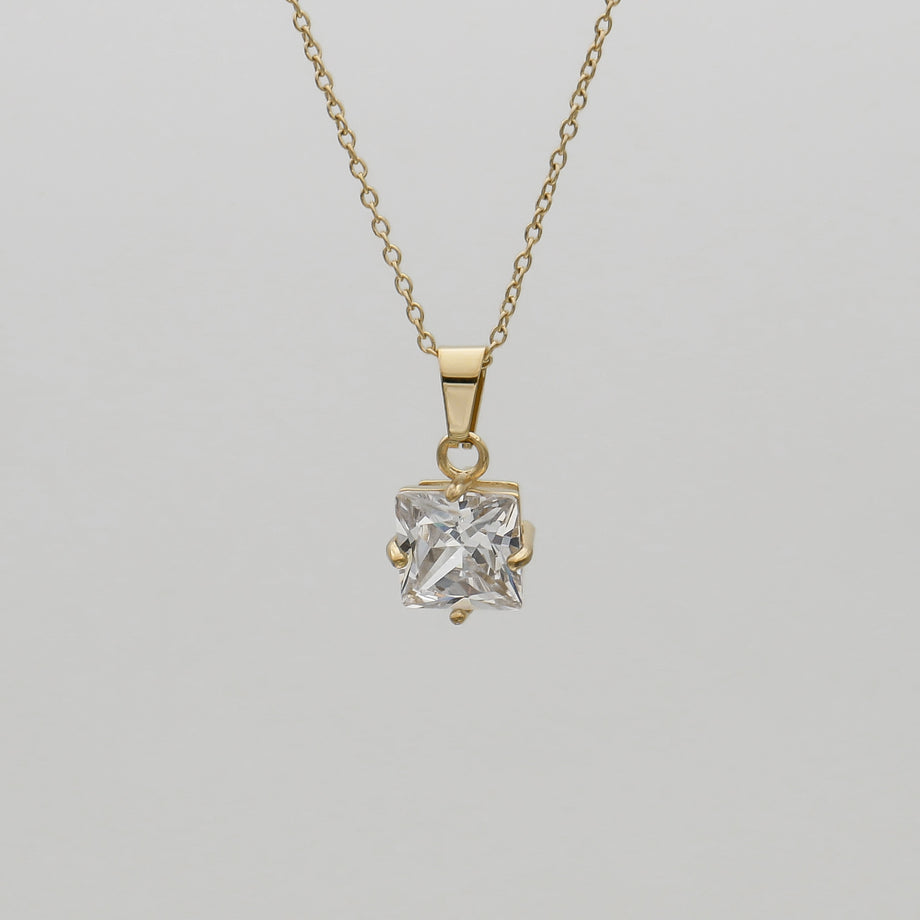 Asha Gemstone Necklace with clear cz gem