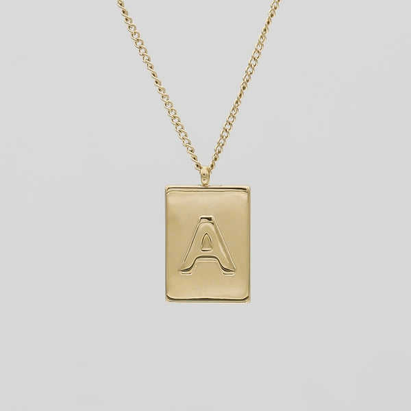 Athena custom initial Gold pendant Necklace, letter A by PRYA