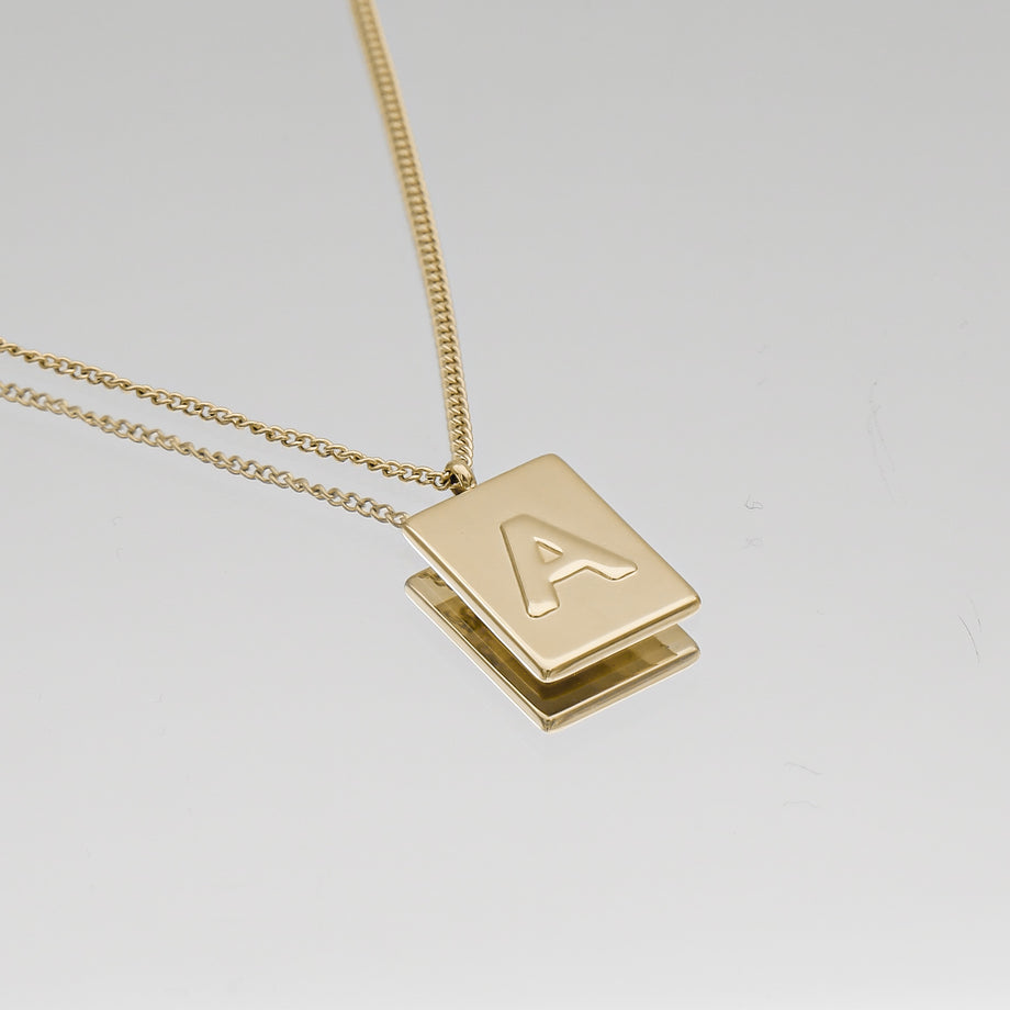 Athena custom initial Gold pendant Necklace, letter A by PRYA