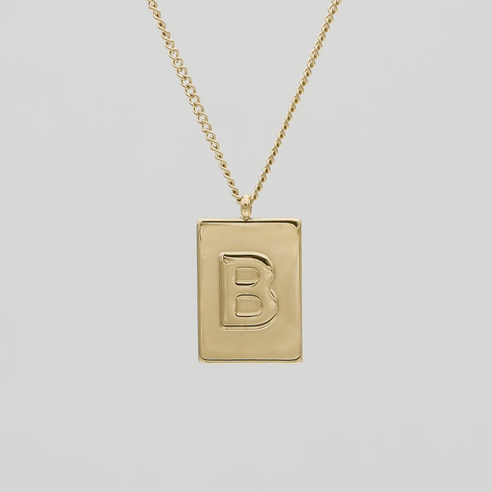 Athena custom initial Gold pendant Necklace, letter B by PRYA