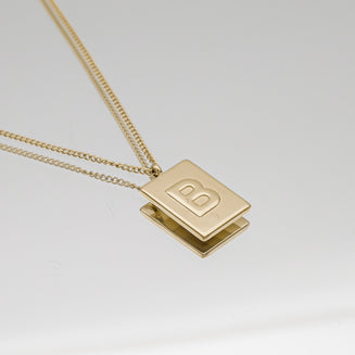 Athena custom initial Gold pendant Necklace, letter B by PRYA