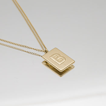 Athena custom initial Gold pendant Necklace, letter B by PRYA