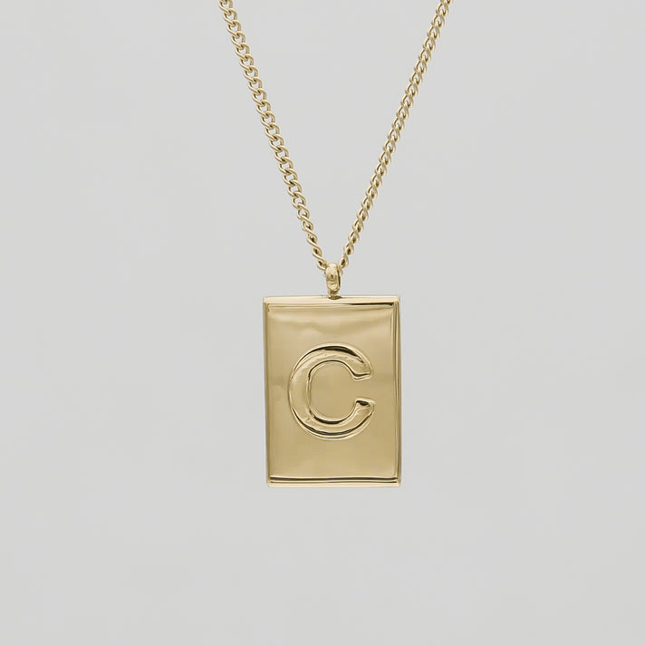 Athena custom initial Gold pendant Necklace, letter C by PRYA