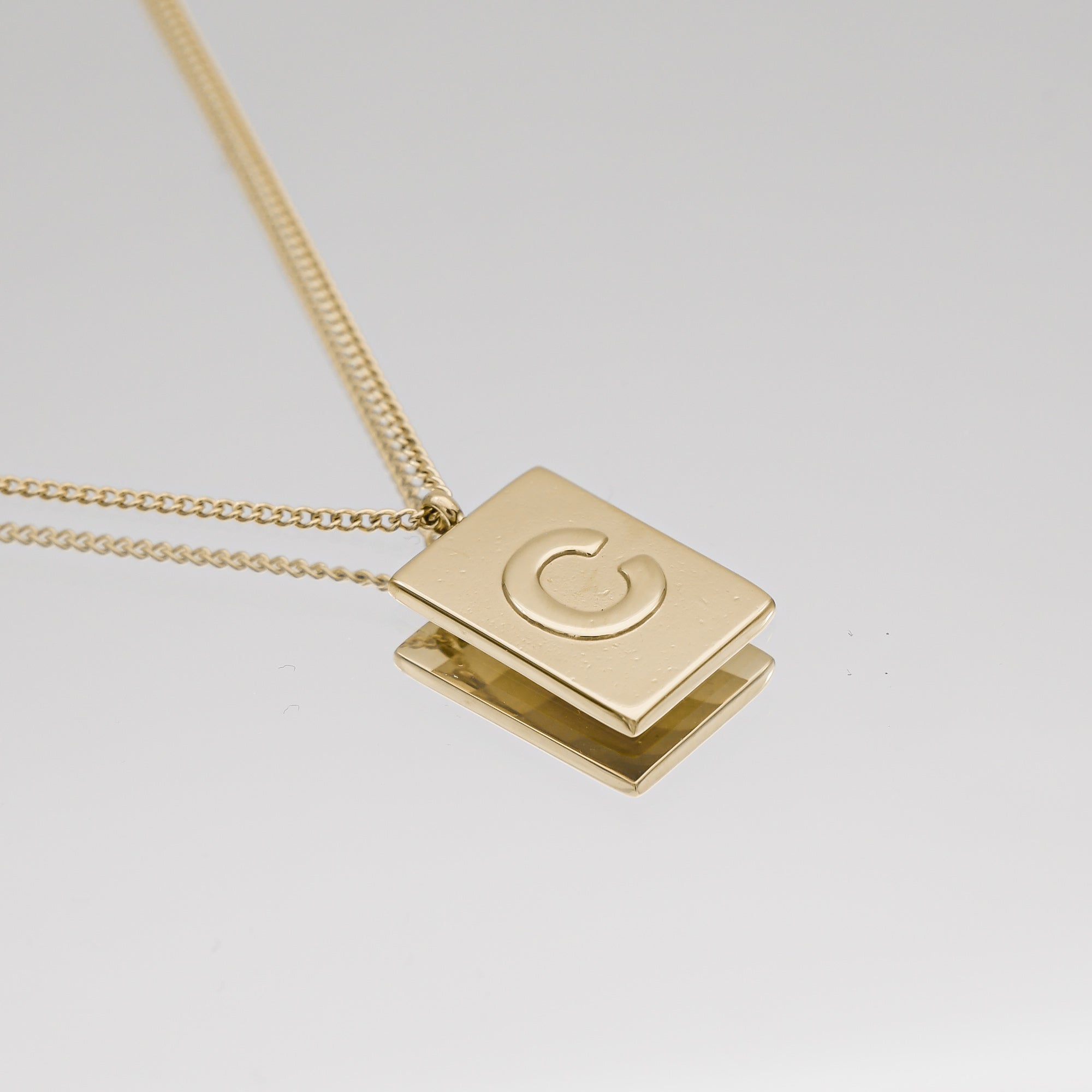 Athena custom initial Gold pendant Necklace, letter C by PRYA
