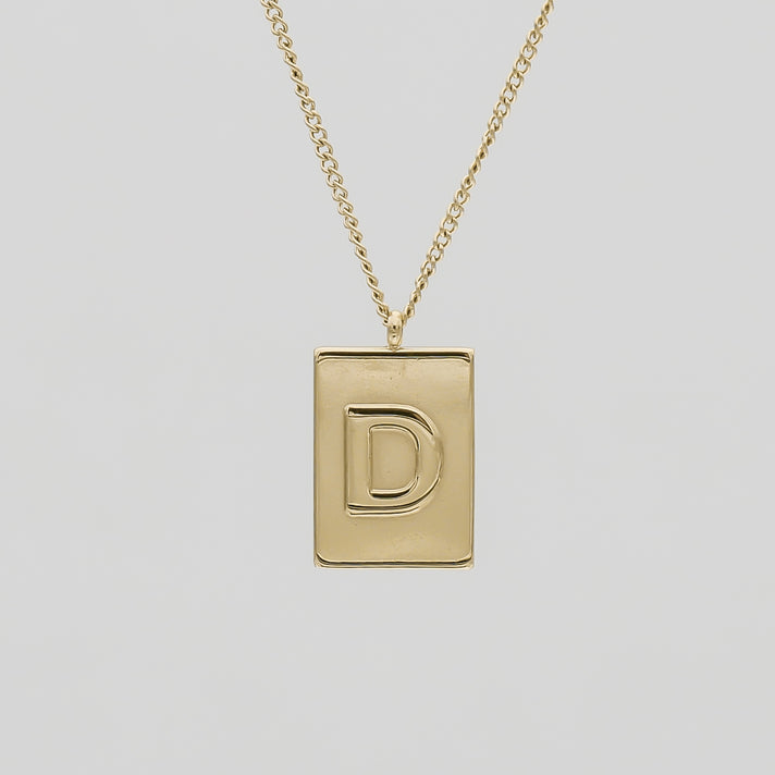 Athena custom initial Gold pendant Necklace, letter D by PRYA