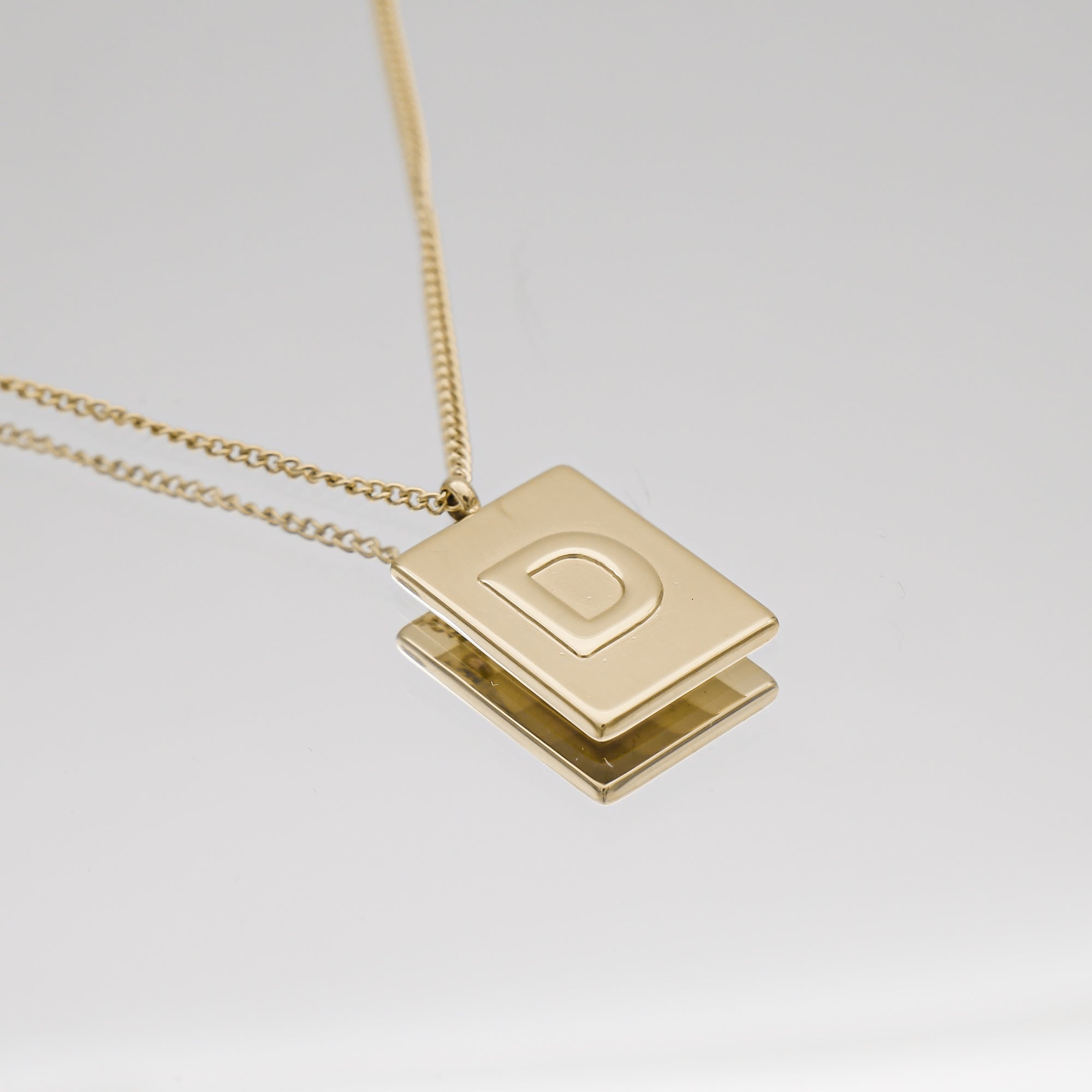 Athena custom initial Gold pendant Necklace, letter D by PRYA