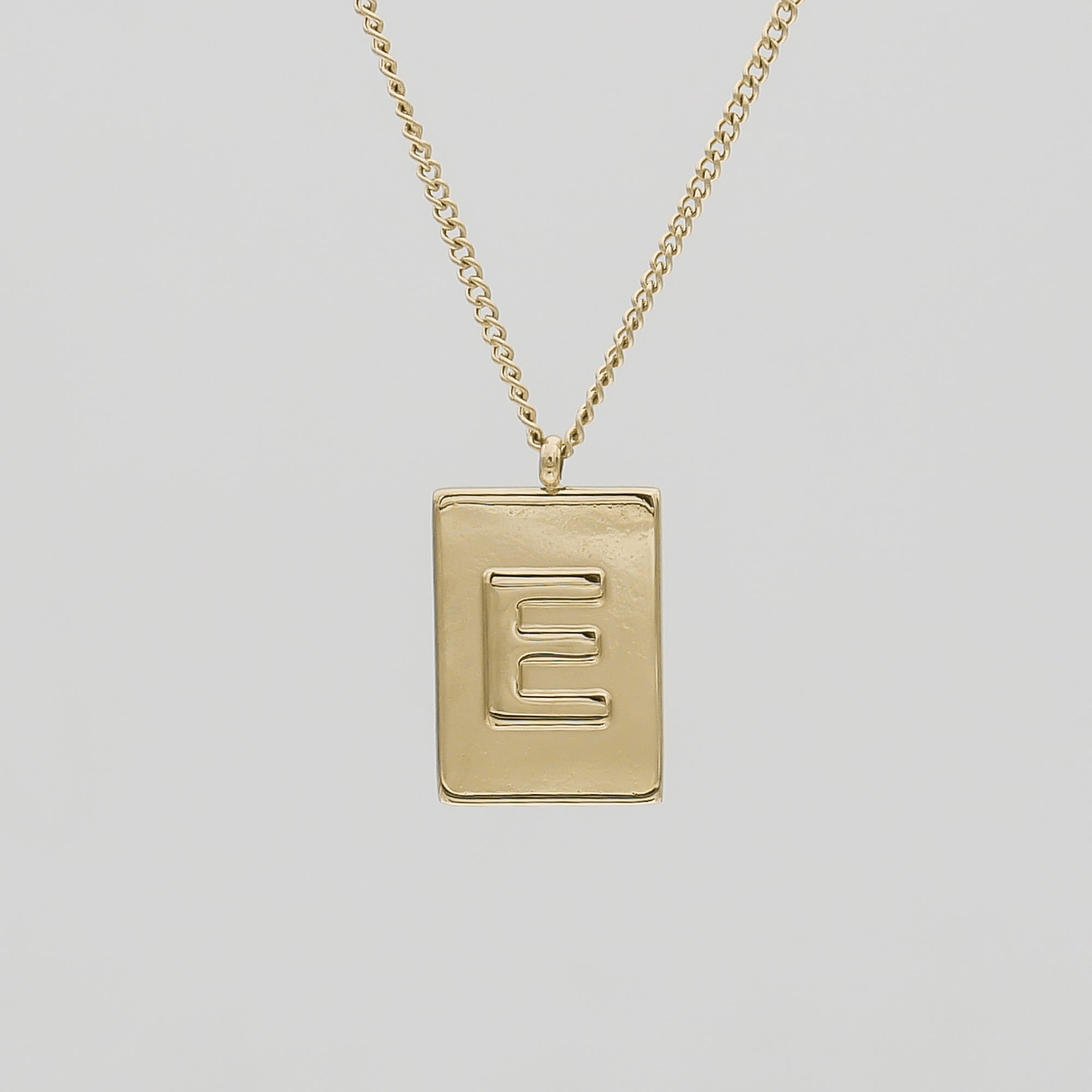 Athena custom initial Gold pendant Necklace, letter E by PRYA