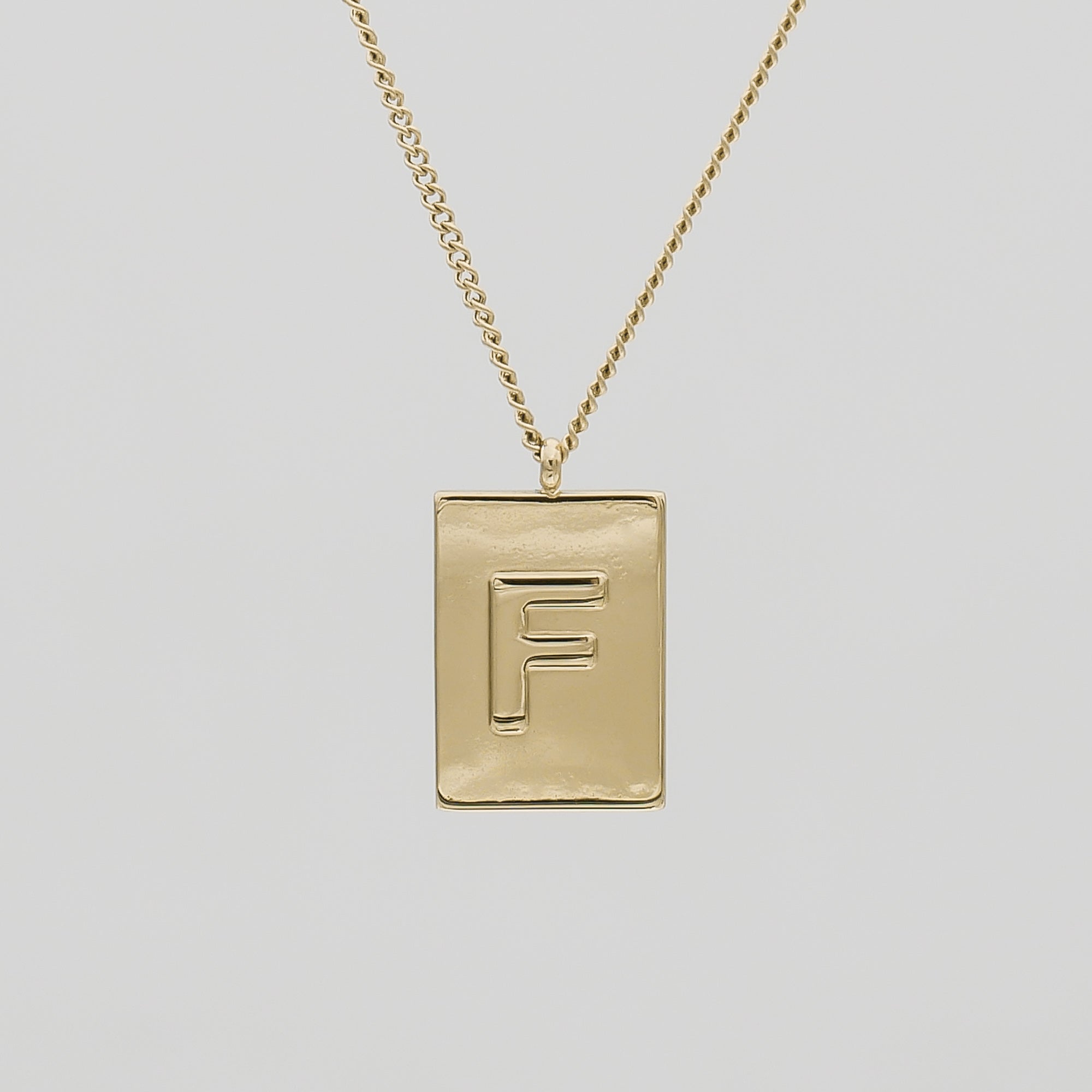 Athena custom initial Gold pendant Necklace, letter F by PRYA