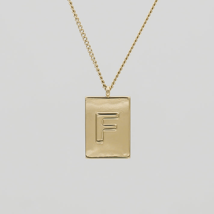 Athena custom initial Gold pendant Necklace, letter F by PRYA