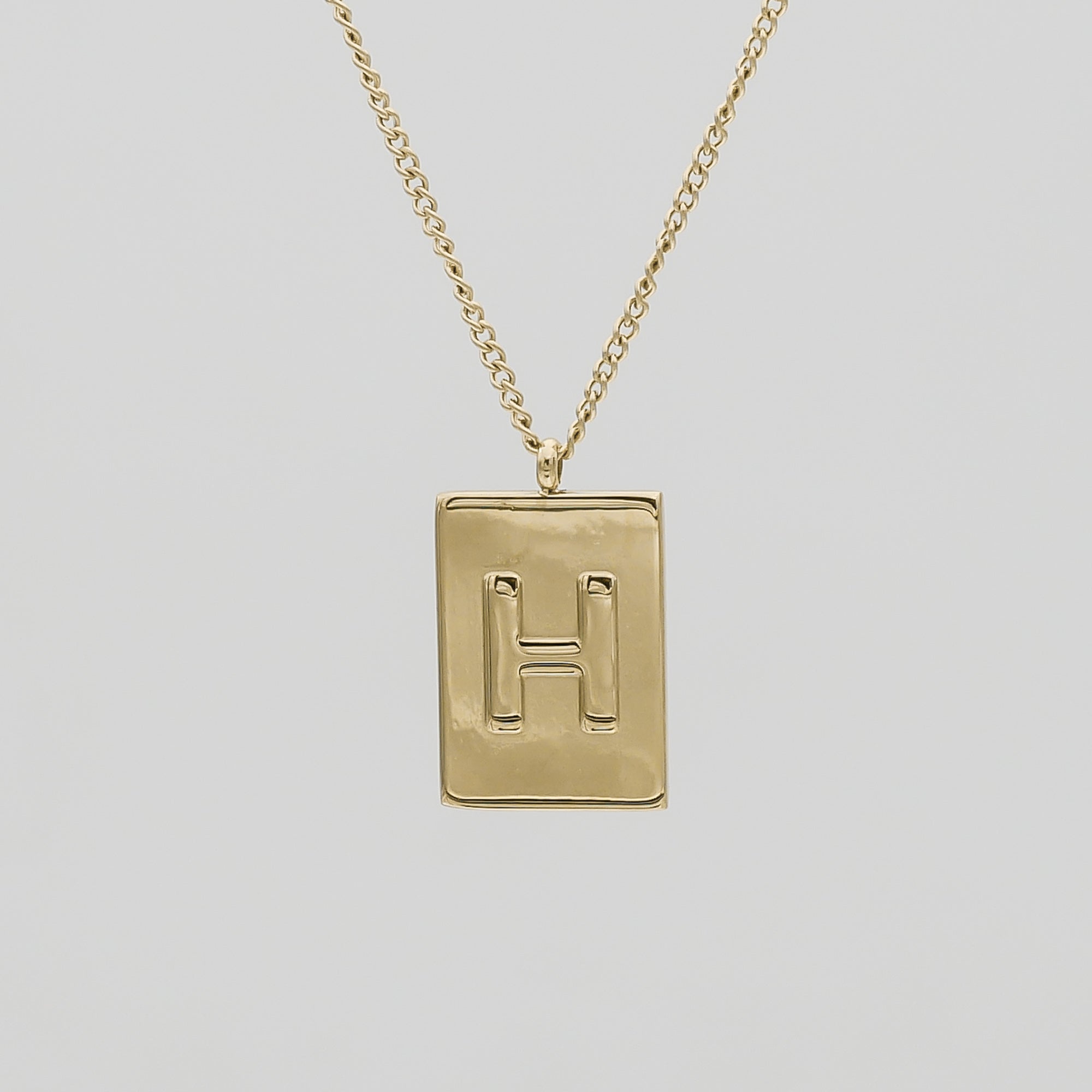 Athena custom initial Gold pendant Necklace, letter H by PRYA