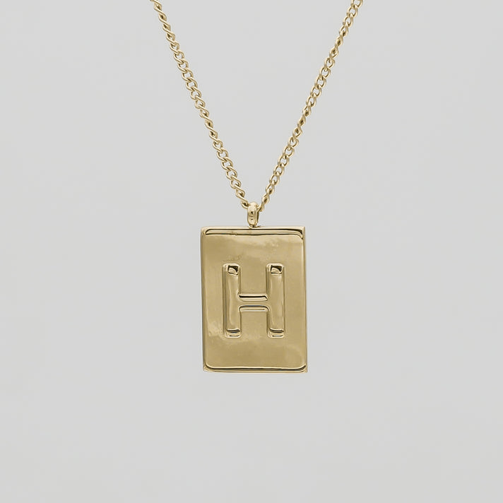 Athena custom initial Gold pendant Necklace, letter H by PRYA