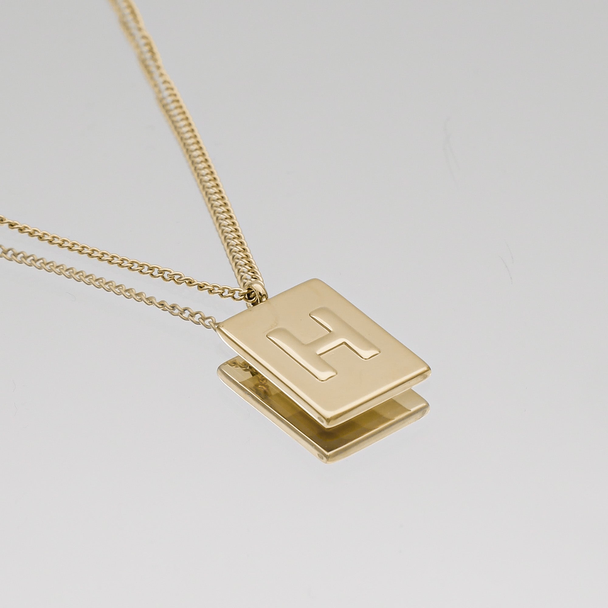 Athena custom initial Gold pendant Necklace, letter H by PRYA