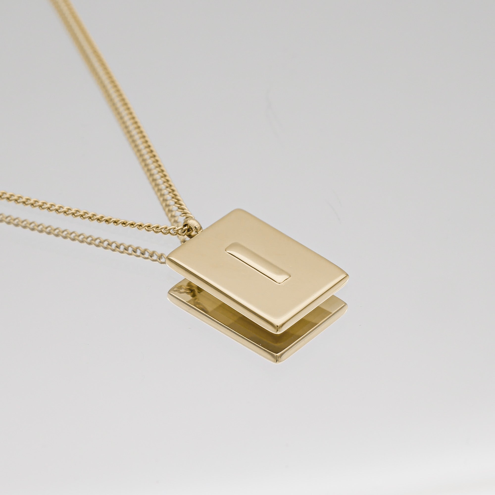 Athena custom initial Gold pendant Necklace, letter I by PRYA