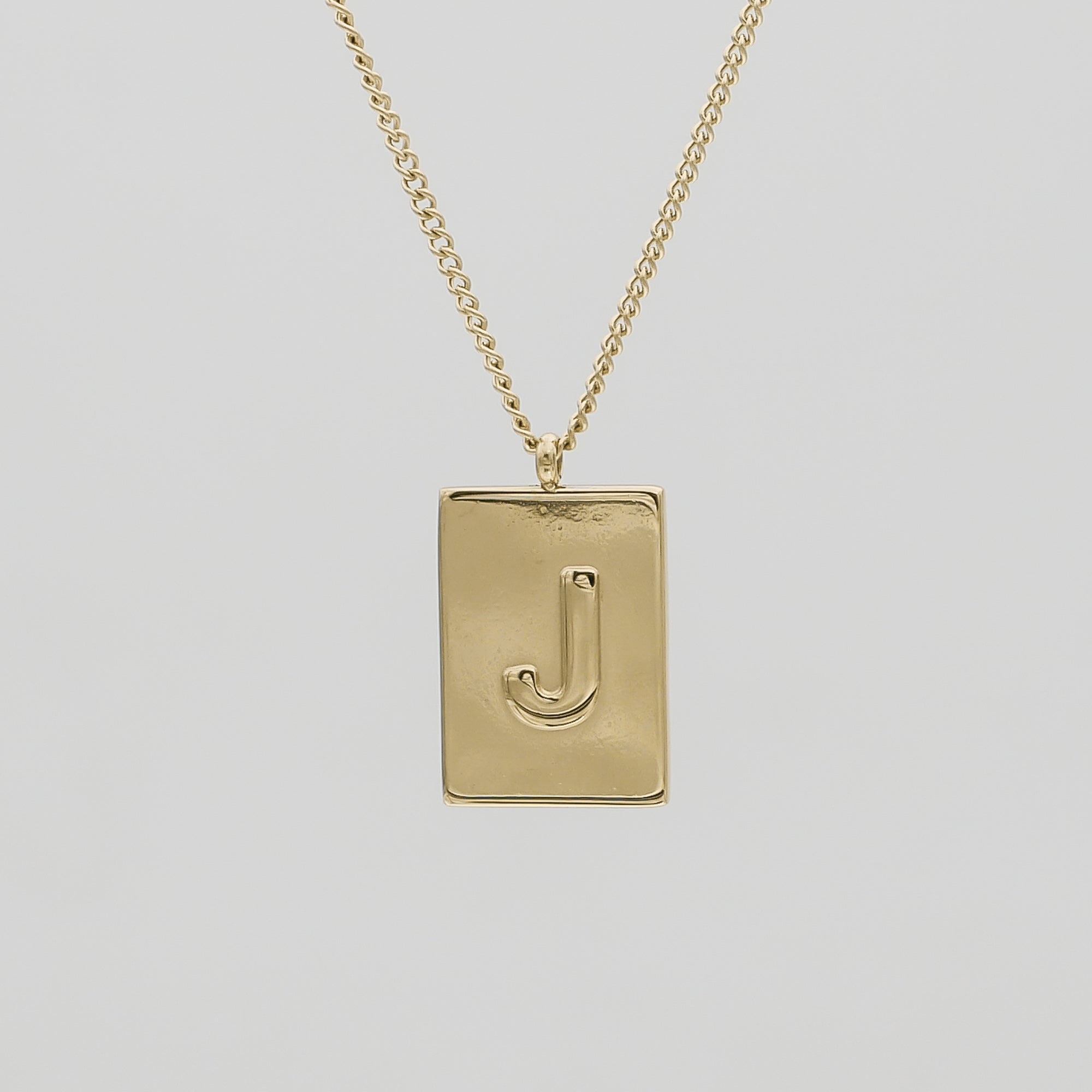Athena custom initial Gold pendant Necklace, letter J by PRYA