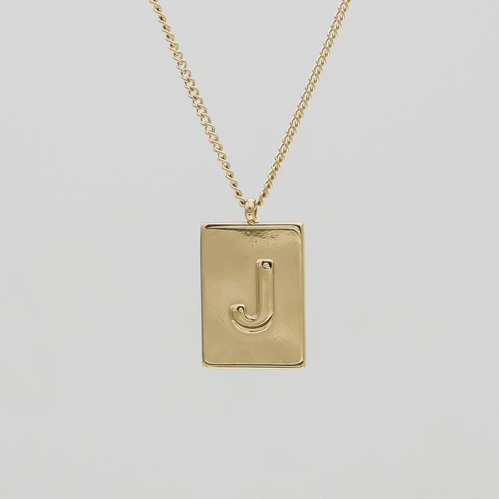 Athena custom initial Gold pendant Necklace, letter J by PRYA