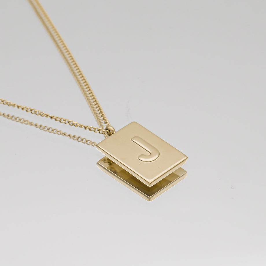 Athena custom initial Gold pendant Necklace, letter J by PRYA