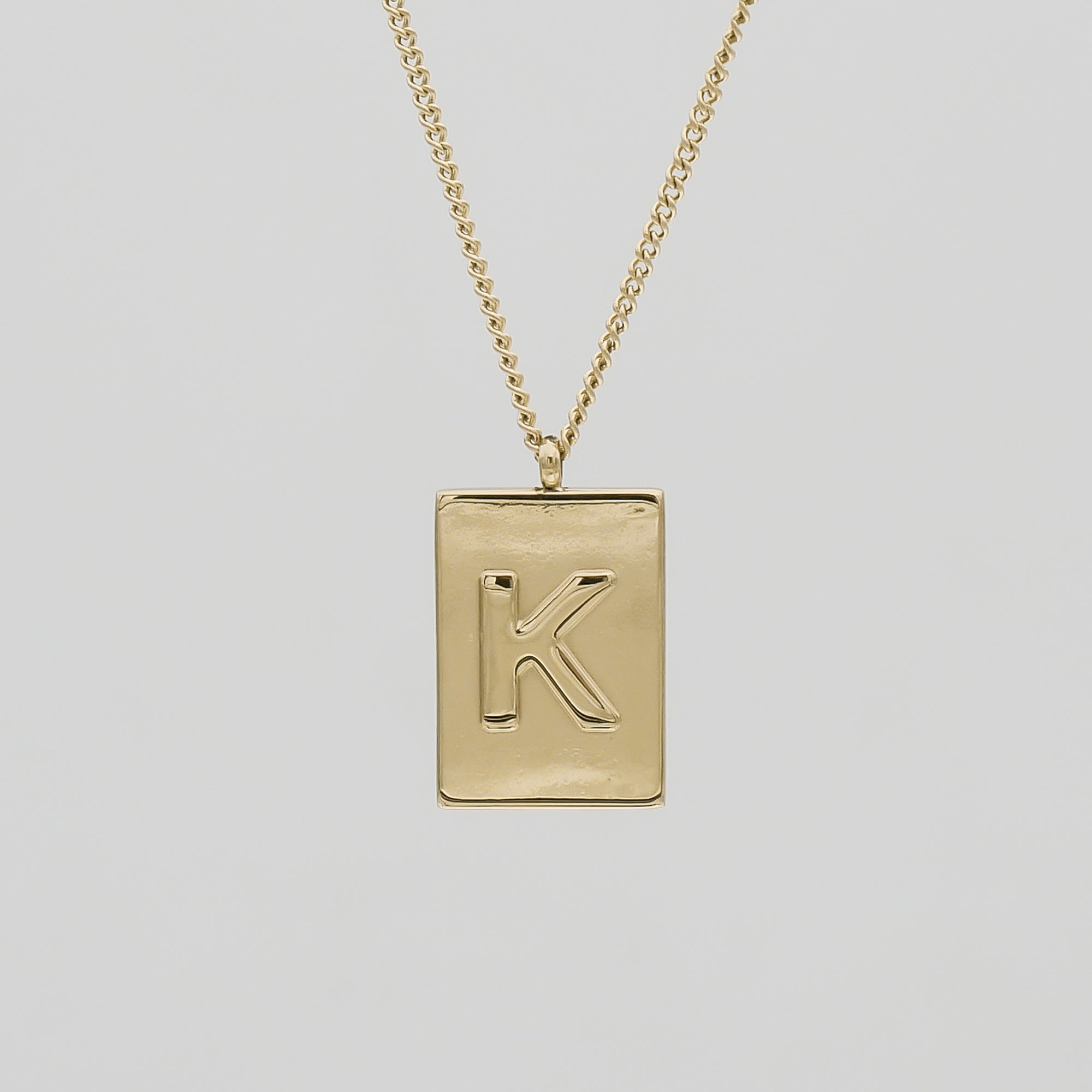 Athena custom initial Gold pendant Necklace, letter K by PRYA