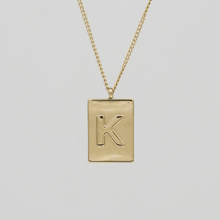 Athena custom initial Gold pendant Necklace, letter K by PRYA