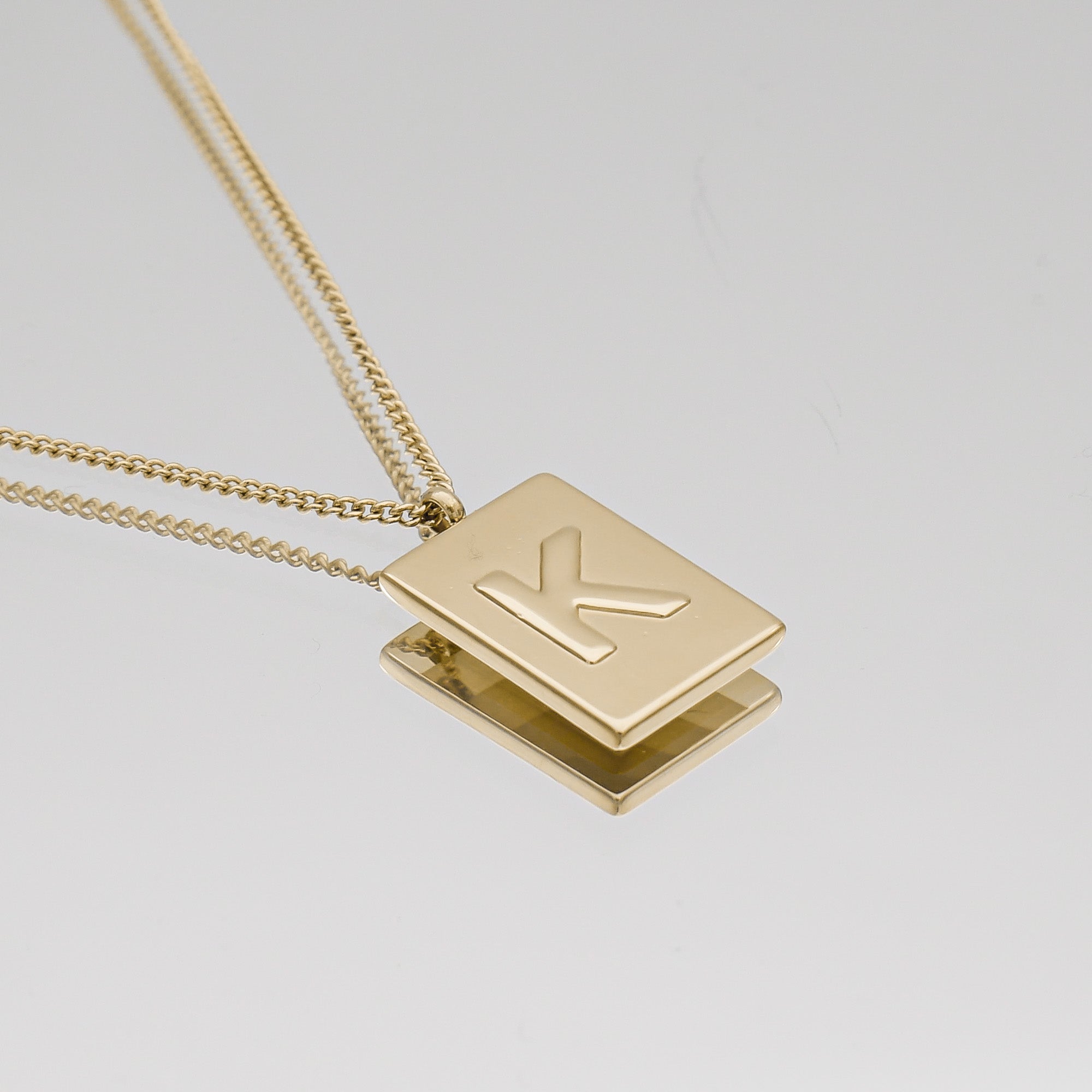 Athena custom initial Gold pendant Necklace, letter K by PRYA