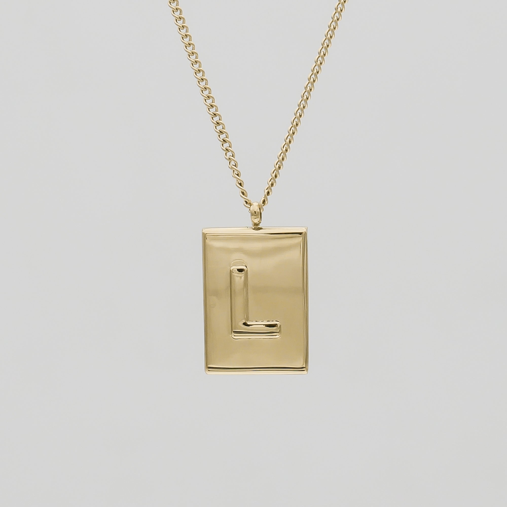 Athena custom initial Gold pendant Necklace, letter L by PRYA