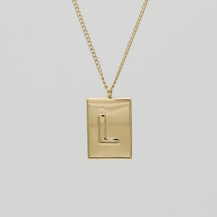 Athena custom initial Gold pendant Necklace, letter L by PRYA