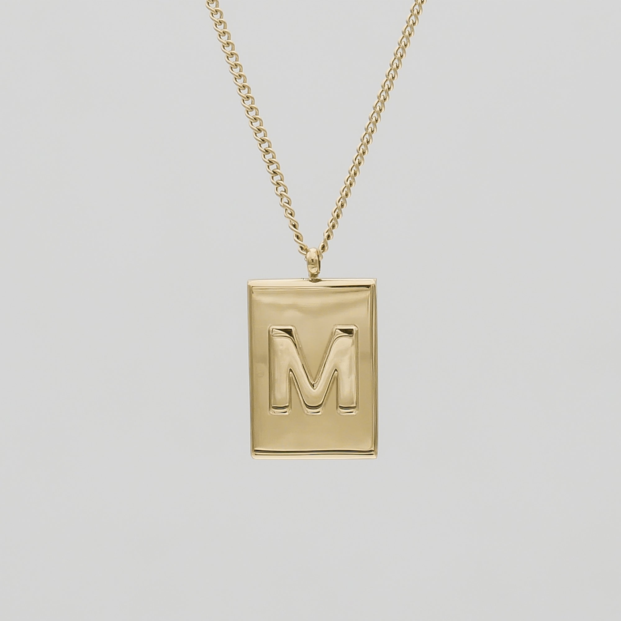 Athena custom initial Gold pendant Necklace, letter M by PRYA