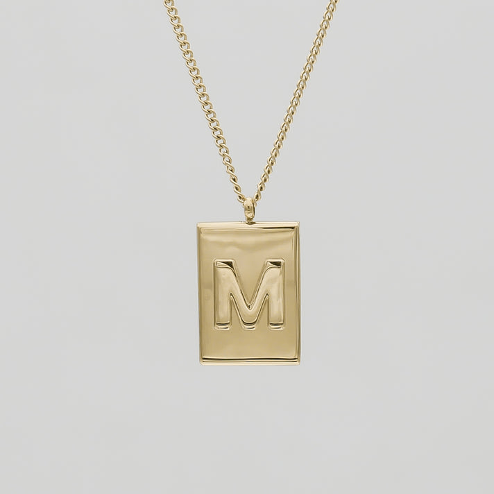 Athena custom initial Gold pendant Necklace, letter M by PRYA