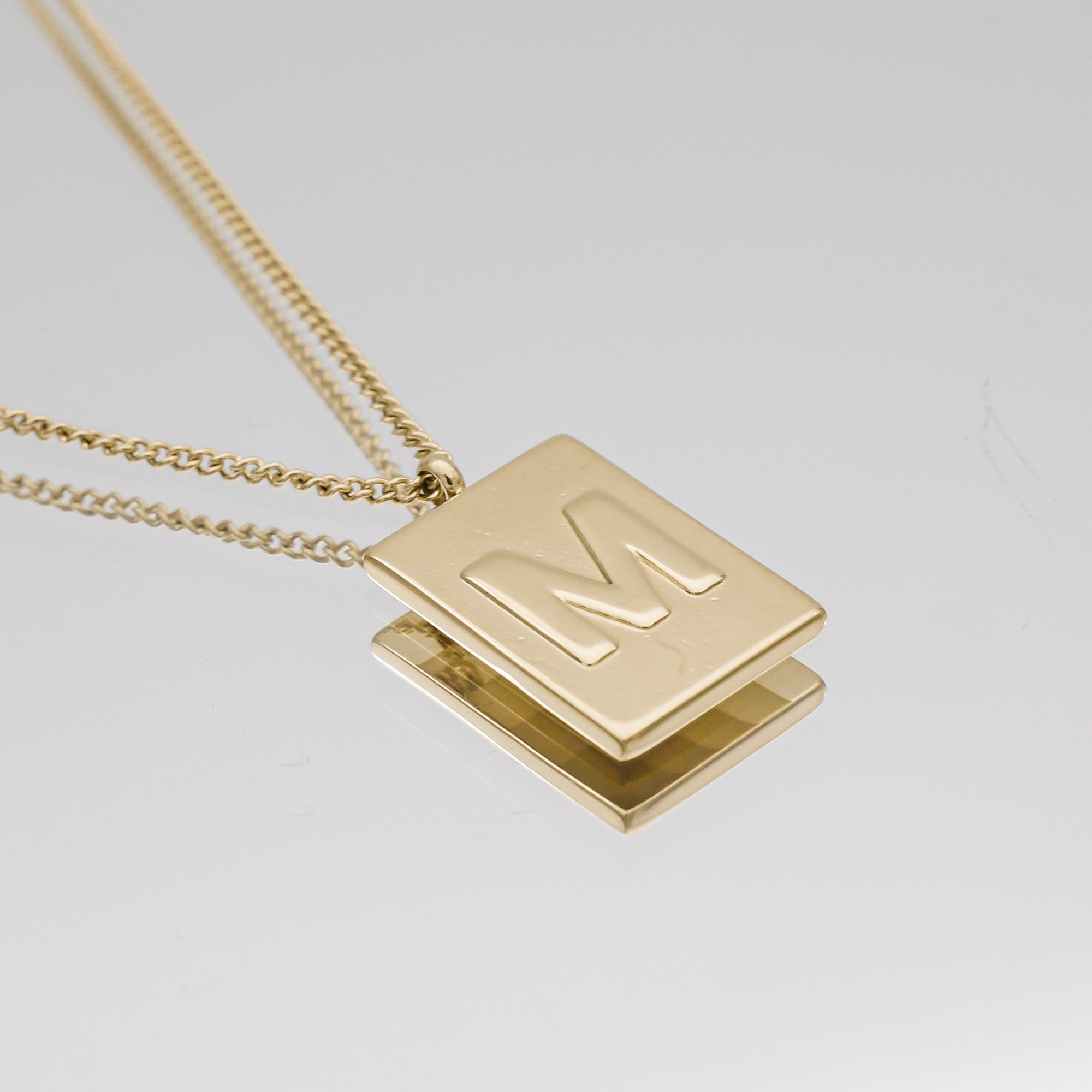 Athena custom initial Gold pendant Necklace, letter M by PRYA