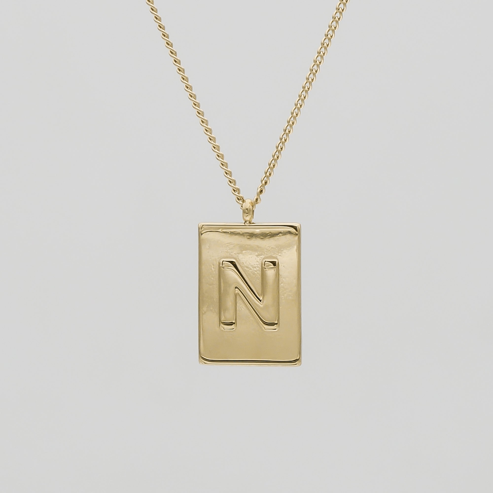 Athena custom initial Gold pendant Necklace, letter N by PRYA