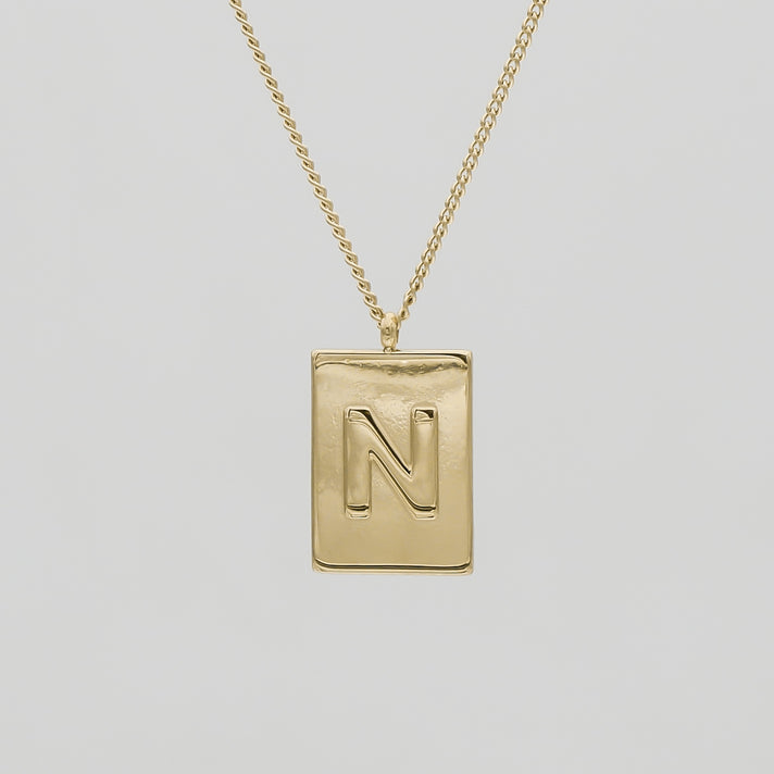 Athena custom initial Gold pendant Necklace, letter N by PRYA