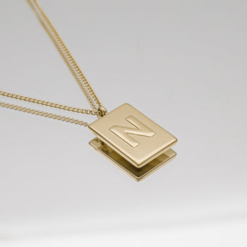 Athena Initial Tablet Necklace with letter N