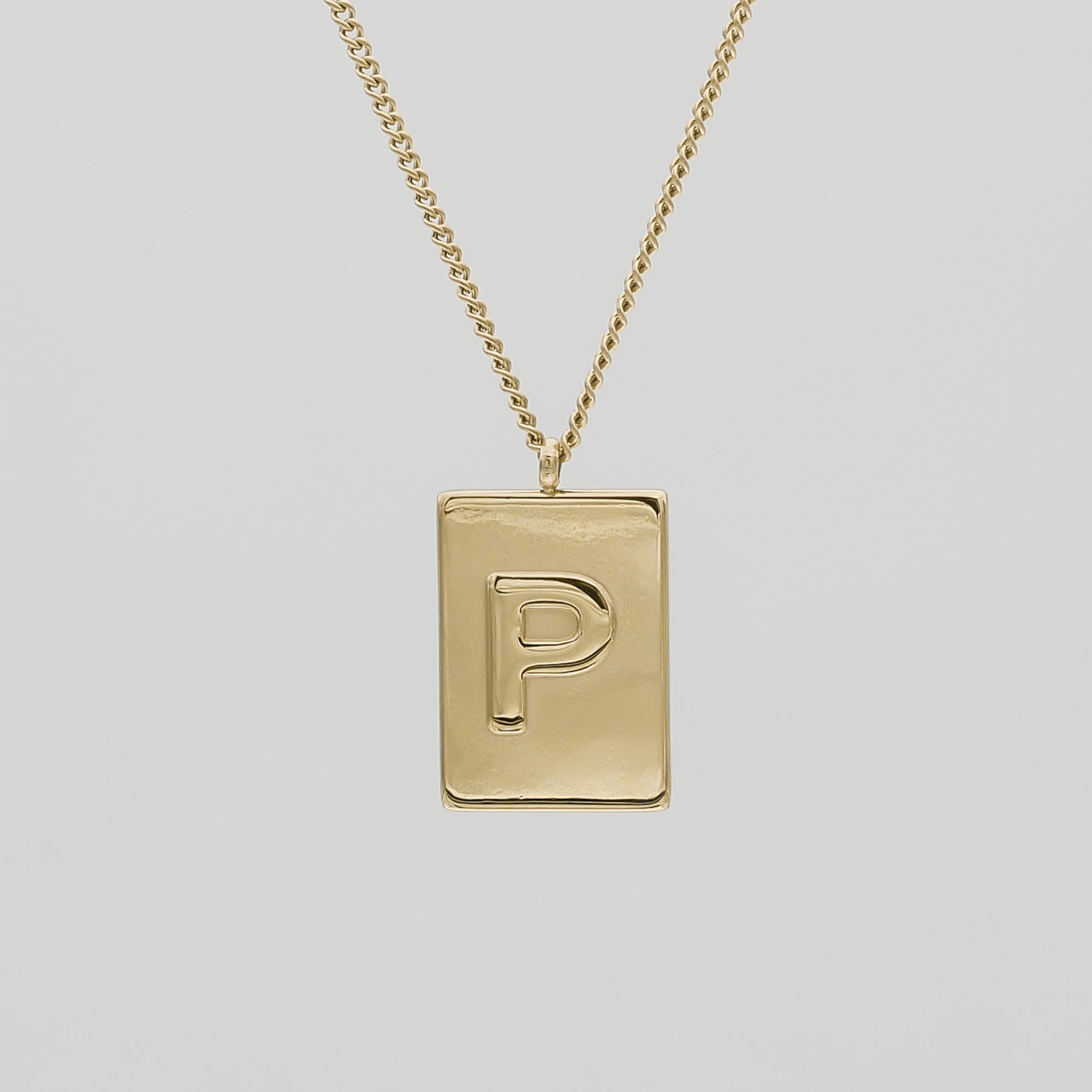 Athena custom initial Gold pendant Necklace, letter P by PRYA