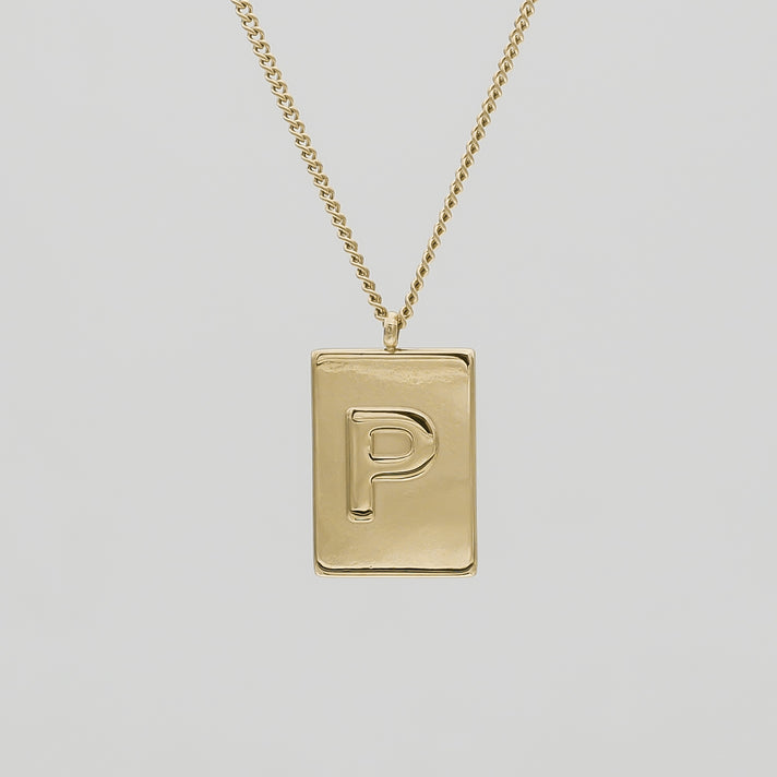 Athena custom initial Gold pendant Necklace, letter P by PRYA