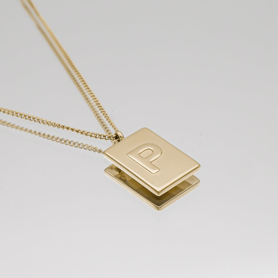 Athena custom initial Gold pendant Necklace, letter P by PRYA