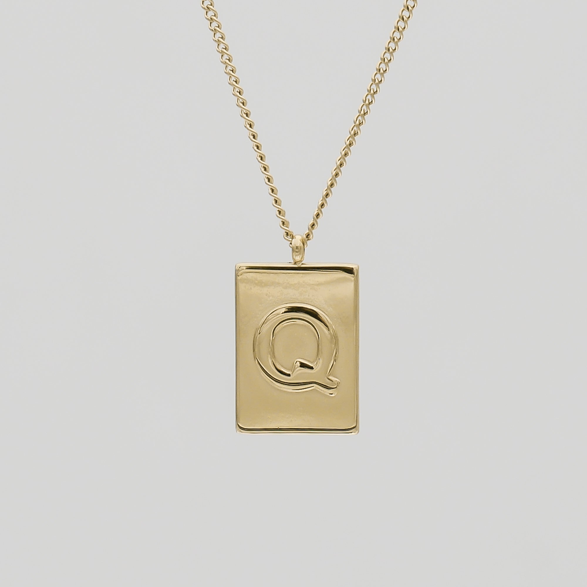 Athena custom initial Gold pendant Necklace, letter Q by PRYA