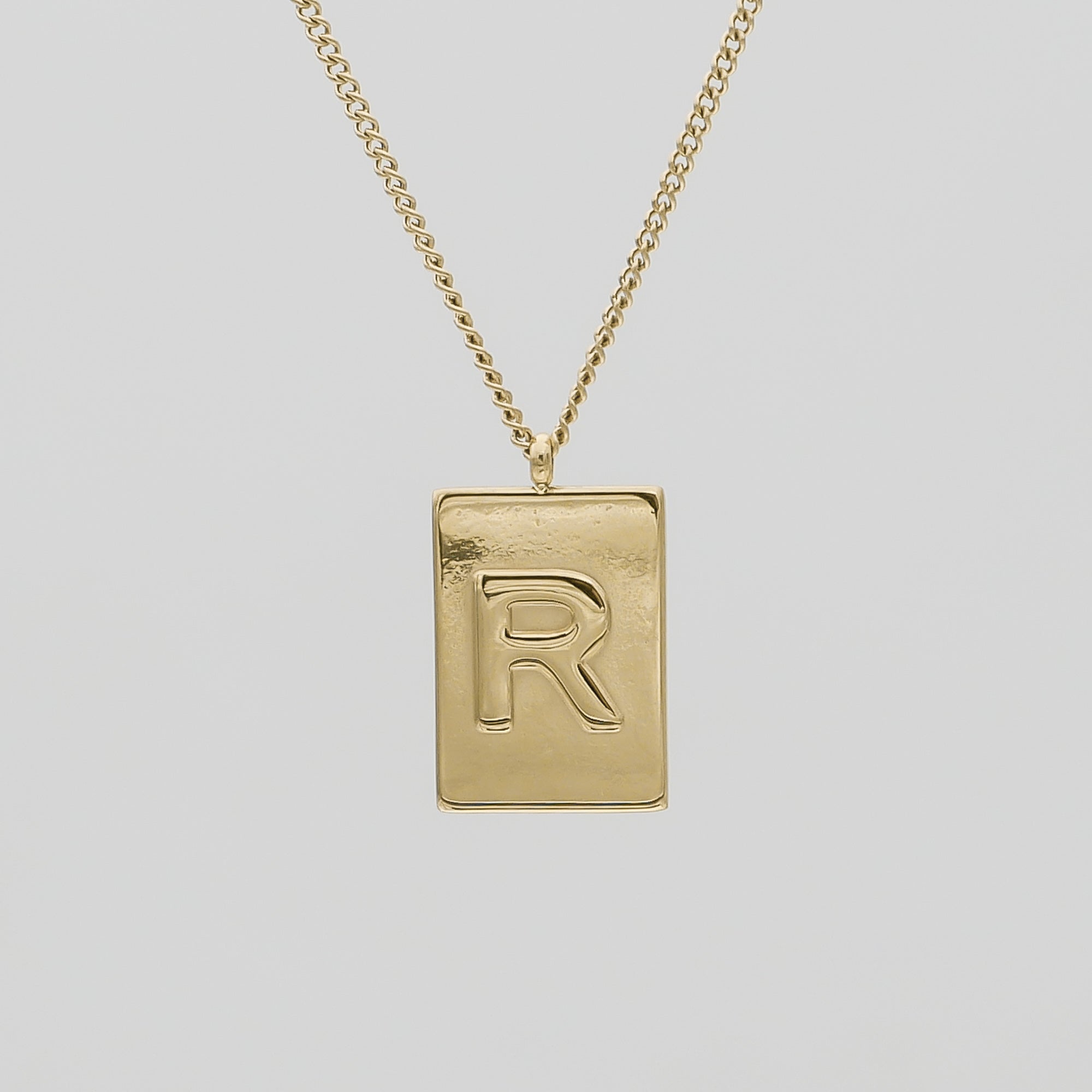 Athena custom initial Gold pendant Necklace, letter R by PRYA